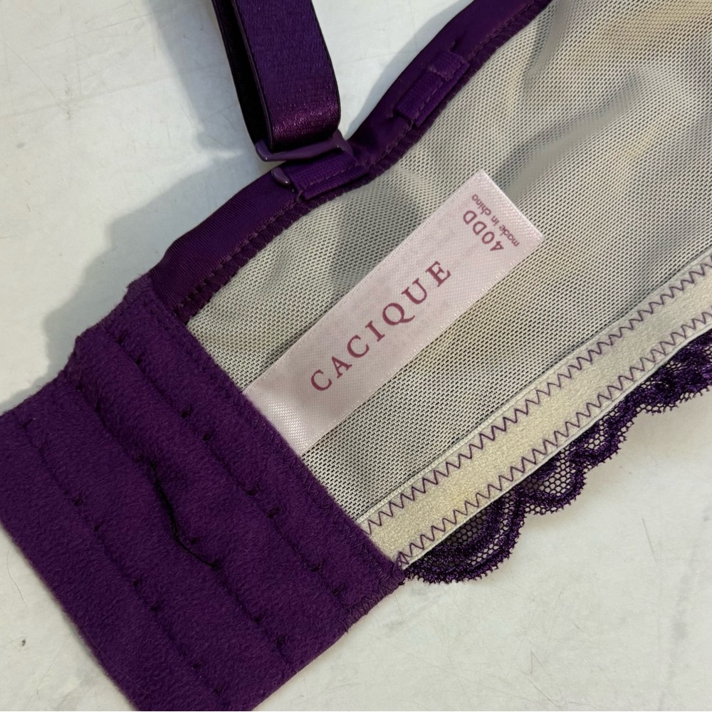 NEW Cacique Size 40DD Purple Smooth Demi Cleavage Enhancing Bra Sexy - Picture 3 of 5